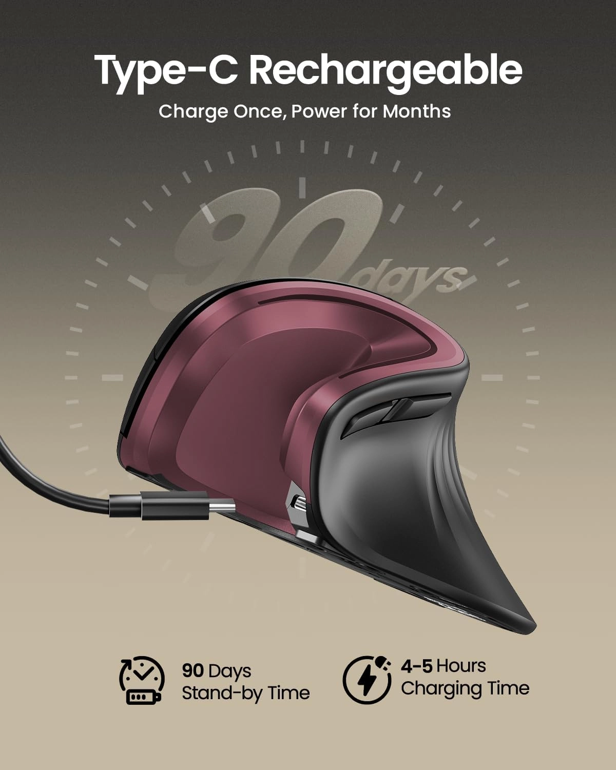 EM11 NL Ergonomic Vertical Mouse - Wireless