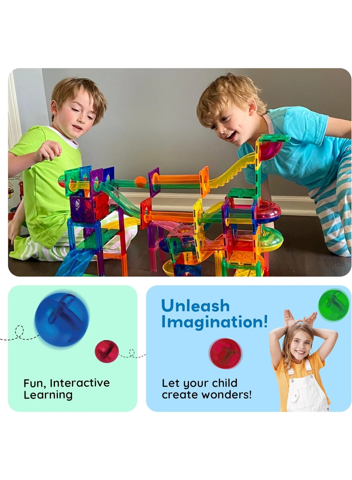 Magnetic Marble Run Set (PTG70) - Multicolor