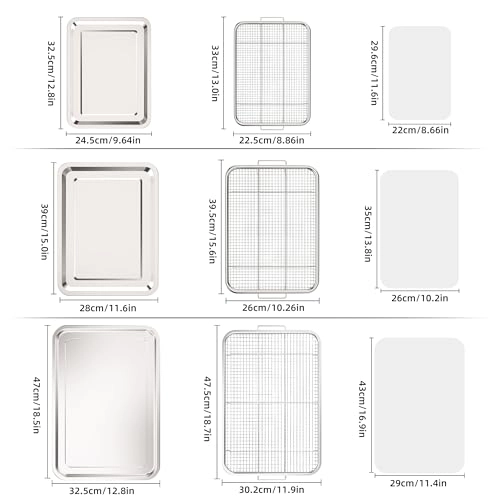 Oven Air Fryer Basket and Tray - Stainless Steel Set of 3