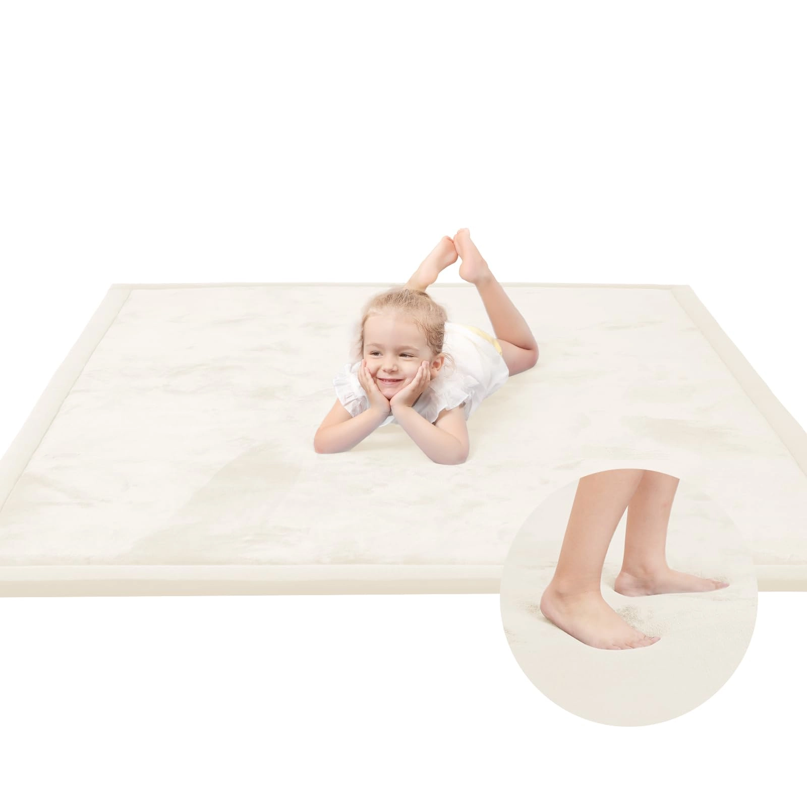 Baby Activity Play Mat - 79"x118" 1.3" Thick Cream