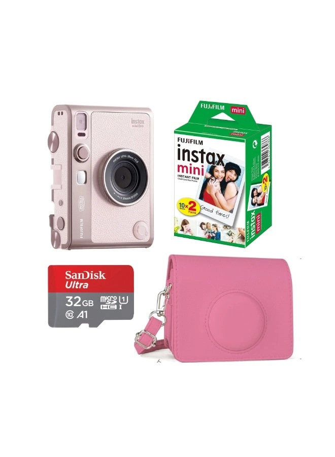 Fujifilm Mini EVO - Hybrid Instant + Camera Case - Pink + Mini Film Sheets - 20 + microSD Card - 32GB