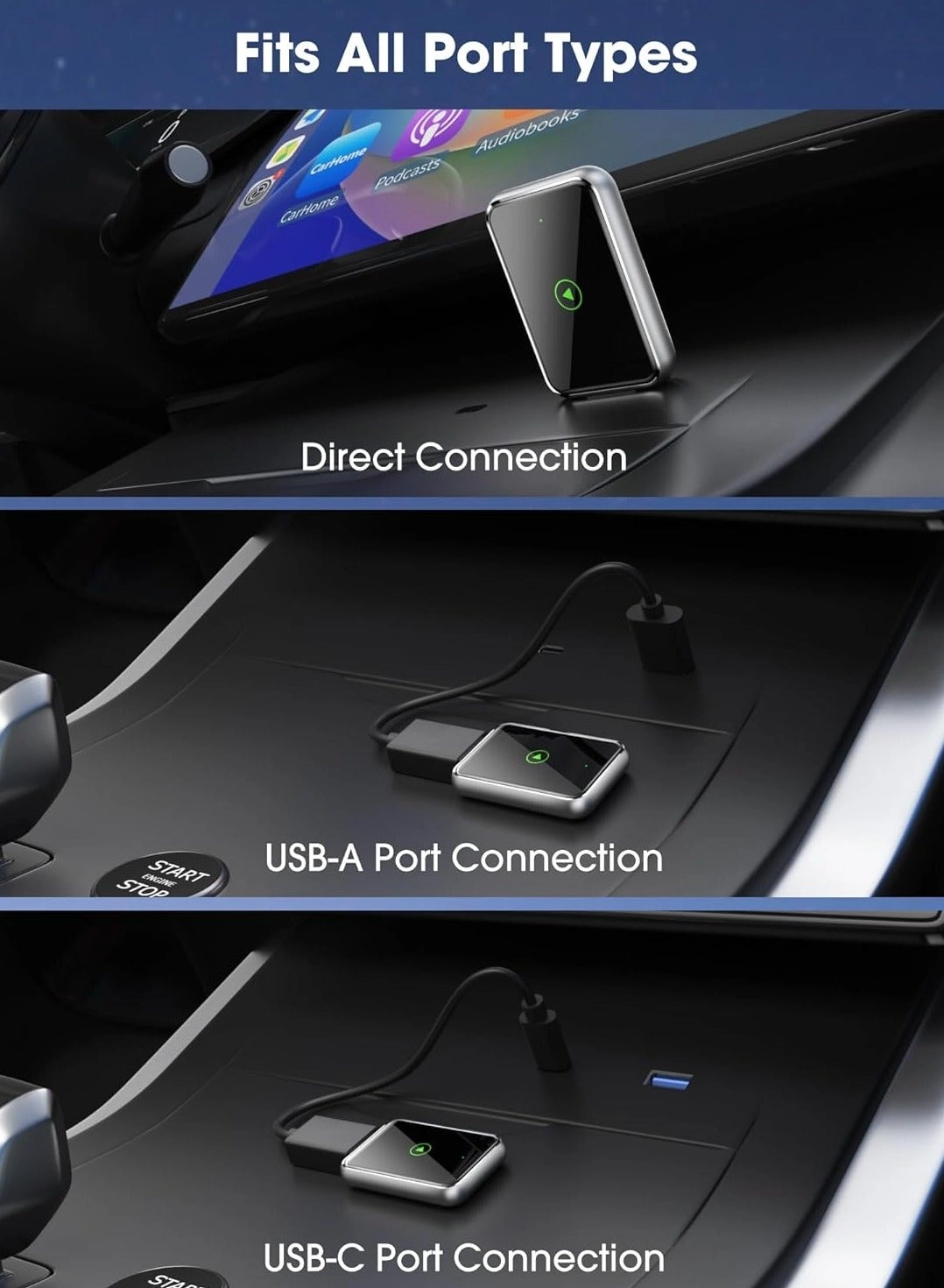 Wireless CarPlay Adapter - iPhone Bluetooth 5.3 USB/Type-C