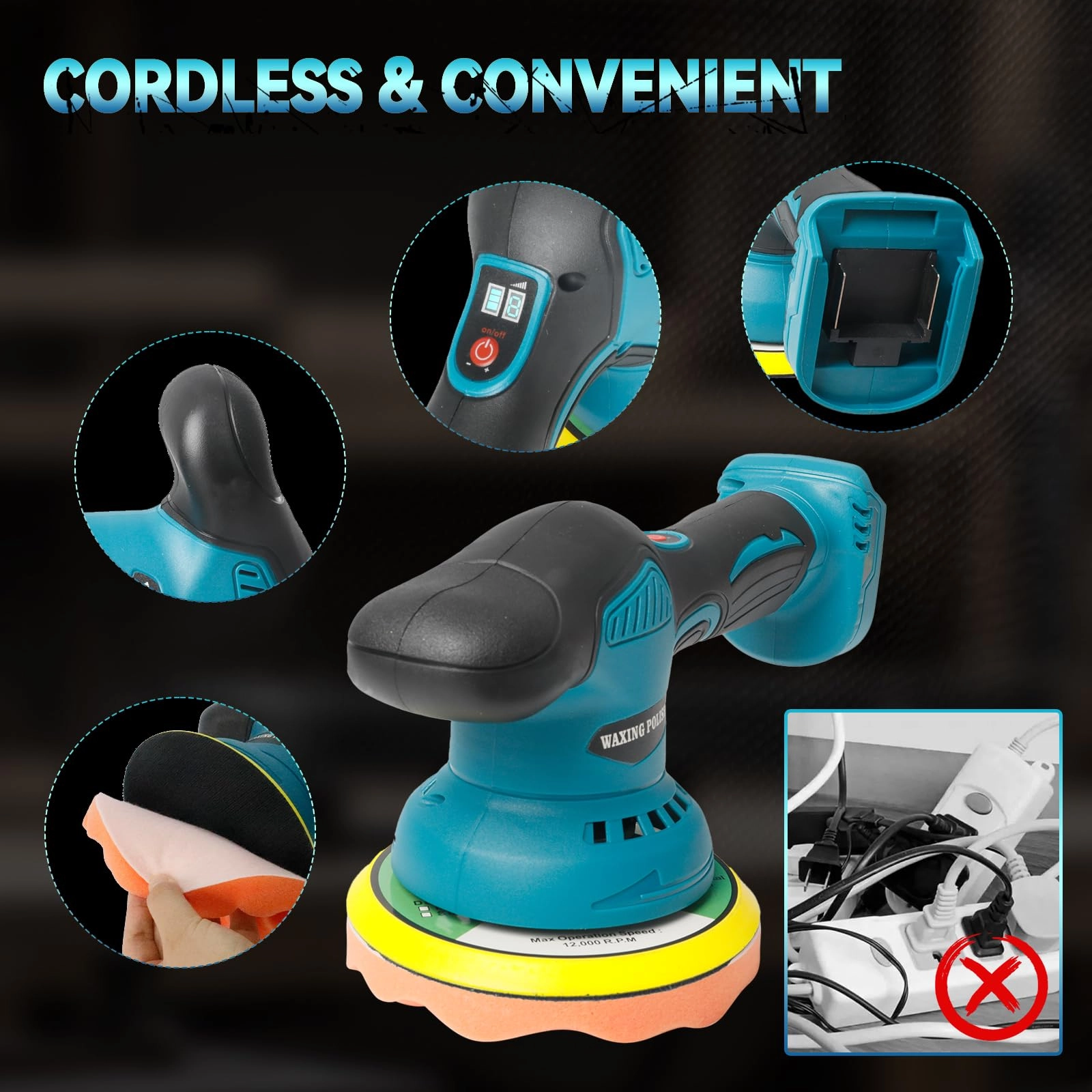 Cordless Car Buffer Polisher - 6 Inch