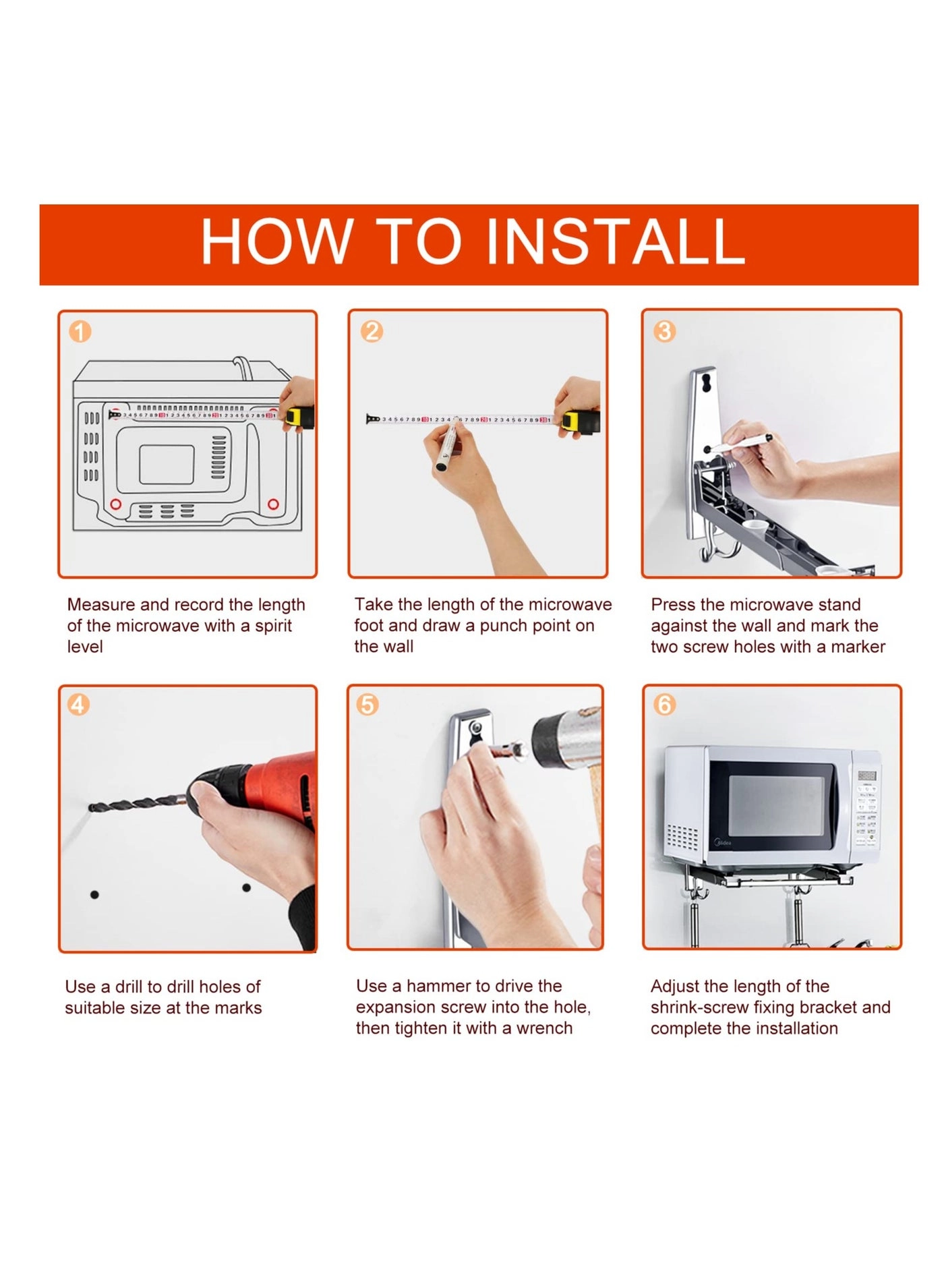 Microwave Shelf - 304 Stainless Steel 220mm-400mm 77lbs/35kg