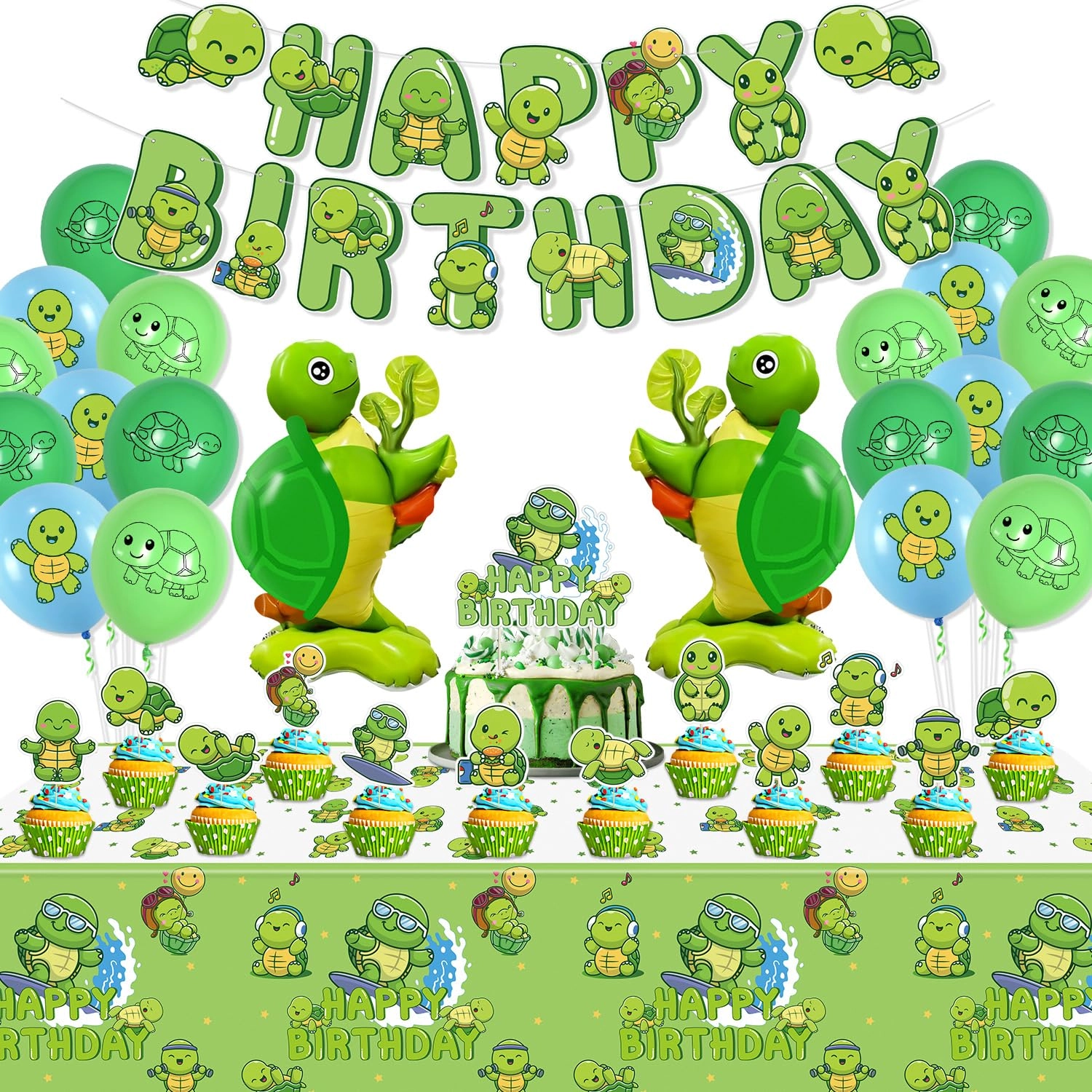 ptecdrots Turtle Party Decorations - 1.0 Count Birthday
