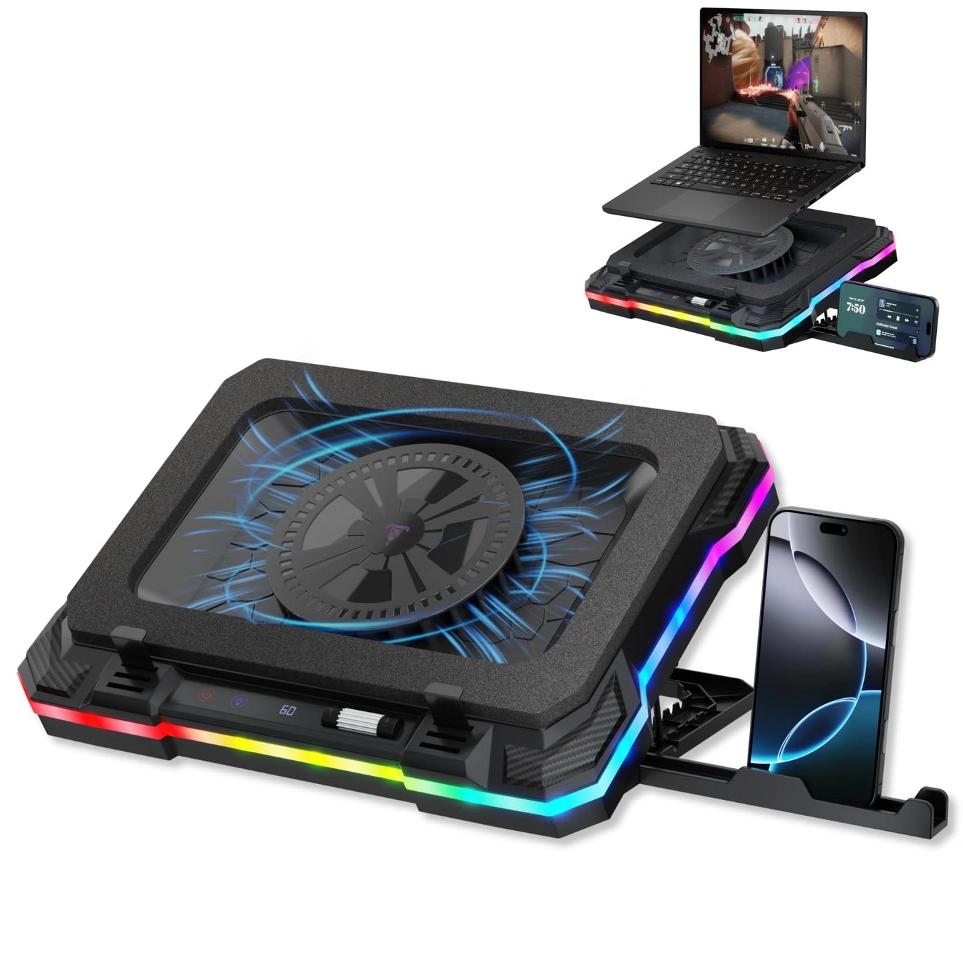 TILTED NATION Gaming Laptop Cooling Pad - 15.6" - 19"