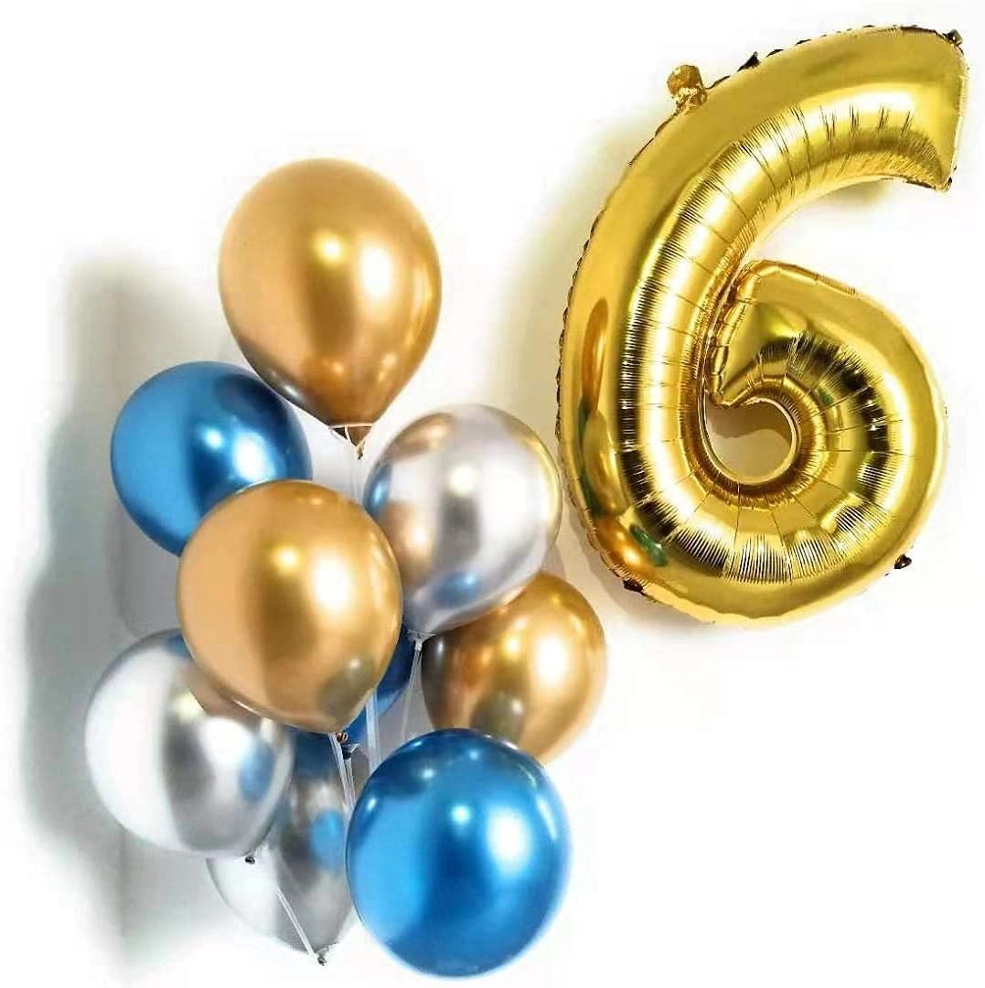 Party Time Trading LLC Number 6 Gold Foil Balloon - Pack of 9 6th Birthday