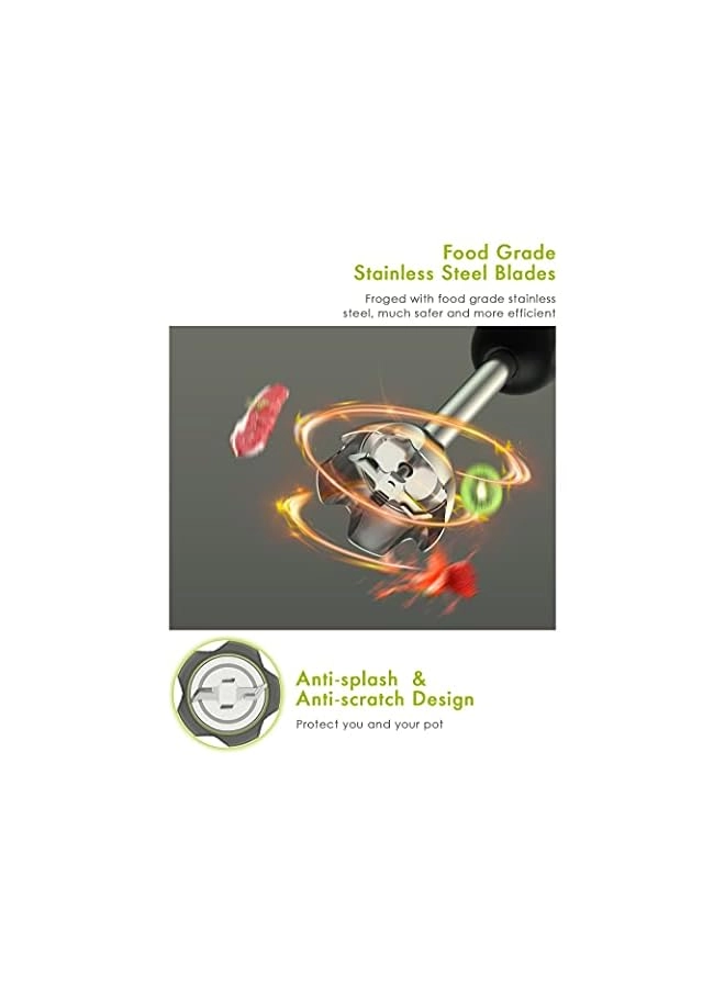 Hand Blender - 6-Speed with Stainless Steel Whisk and Chopper