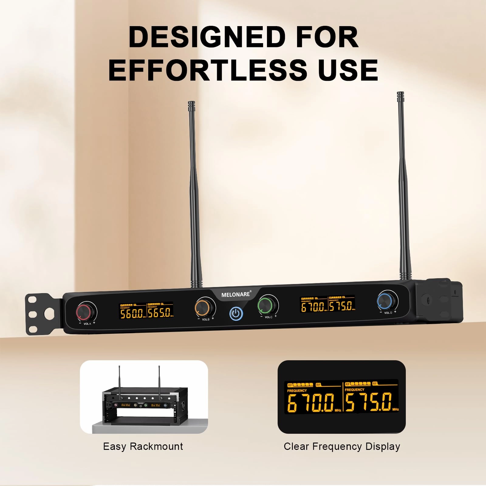 4-Channel Wireless Microphone System - 4 UHF