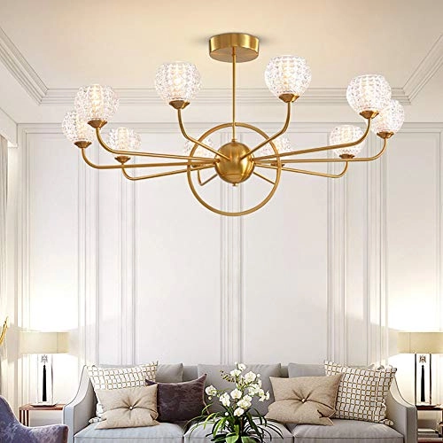 Sputnik Chandelier - Black and gold 10 head