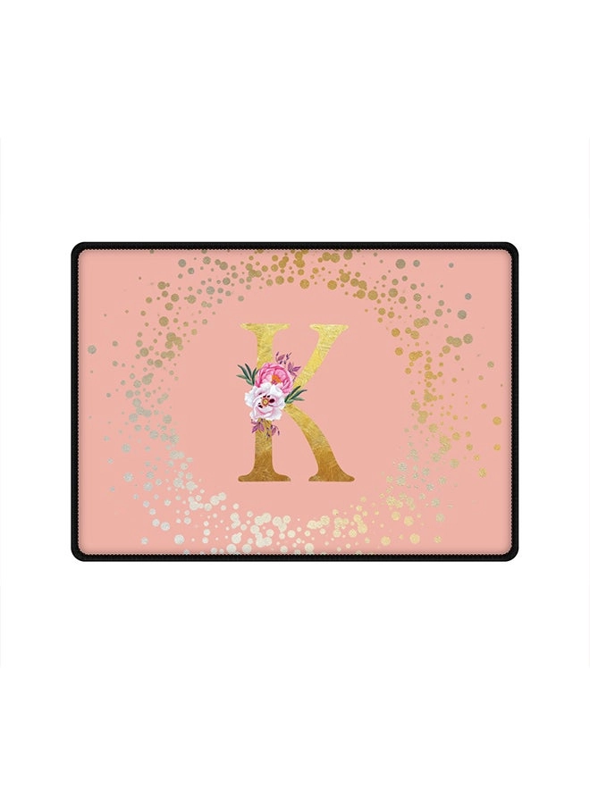 Stylizedd Custom Monogram Initial Letter Floral Pattern K Cloth Gaming Mouse Pad - 35x25 cm