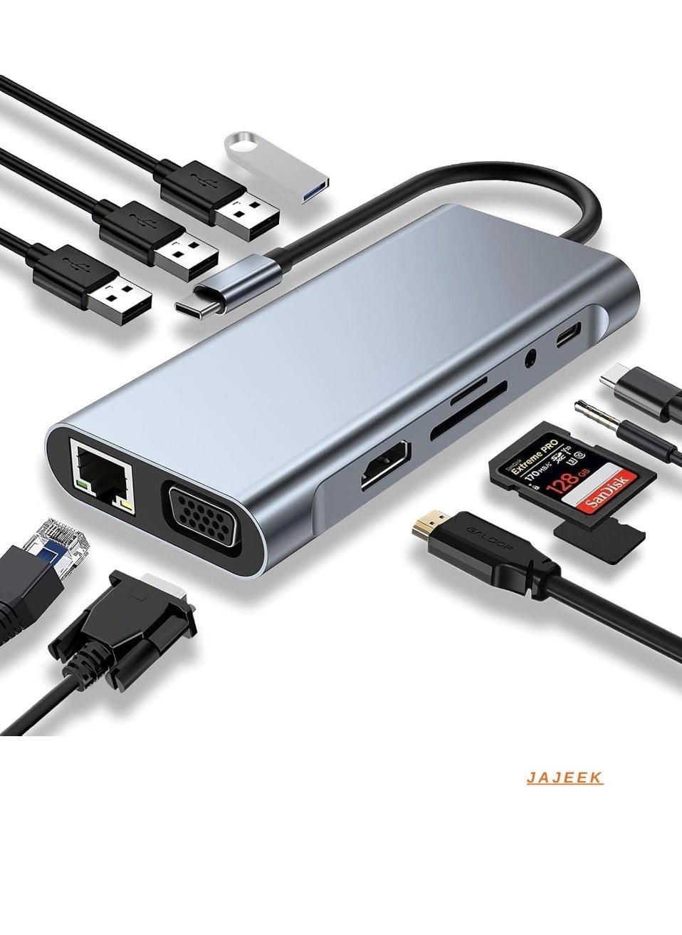 JAJEEK 12-in-1 USB C Hub Docking Station