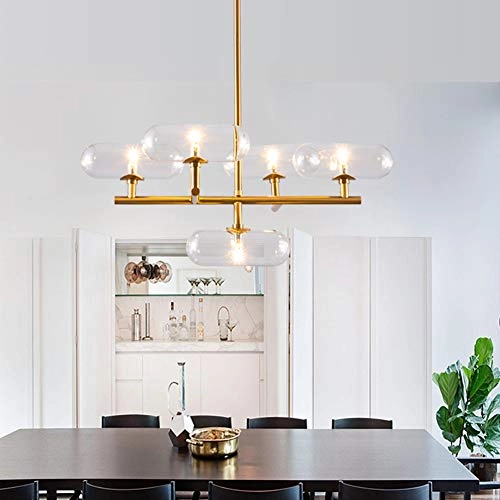 G9 Nordic Handmade Glass Capsule Chandelier - 7 head Gold clear glass