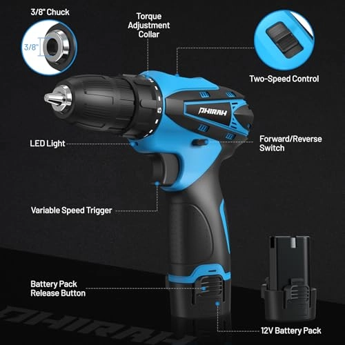 Cordless Drill Set - 1500 Milliamp Hours 12 Volts