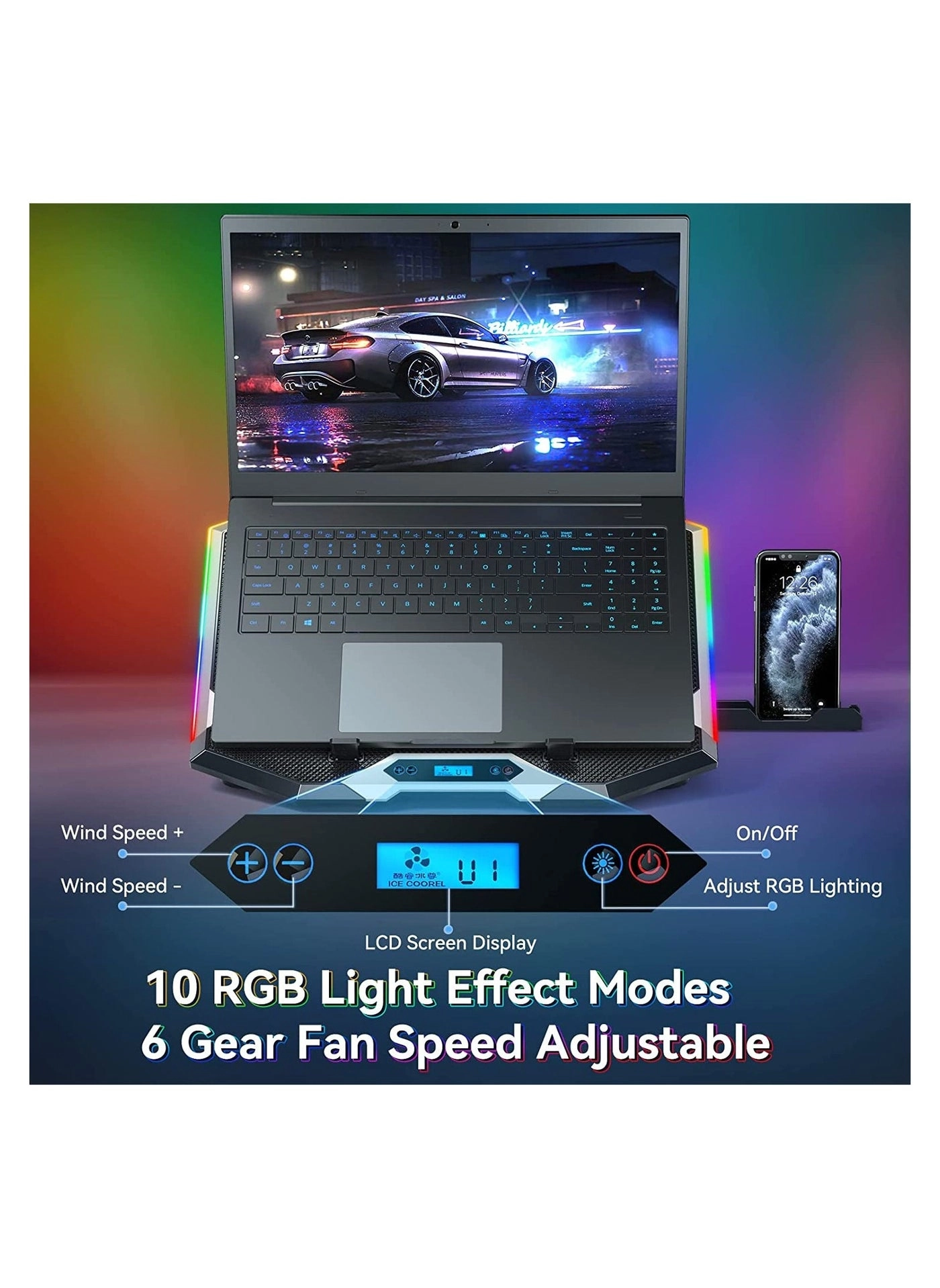 Gaming Laptop Cooling Pad - 8 fans 15-17.3 Inch