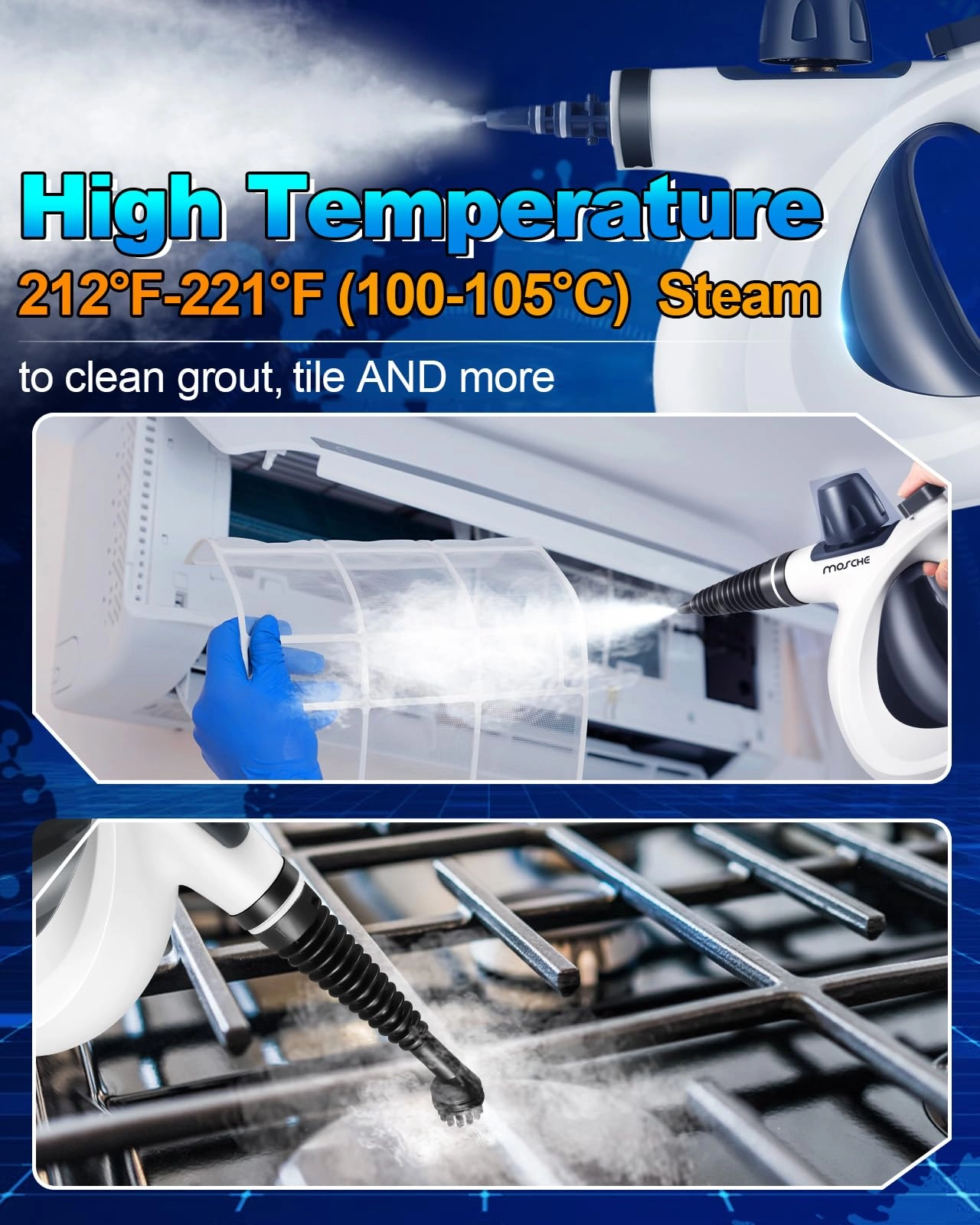 Handheld Pressurized Steam Cleaner Set