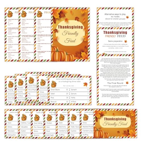 Thanksgiving Feud Quiz - 3 instruction cards 3 final cards 12 preliminary cards 15+