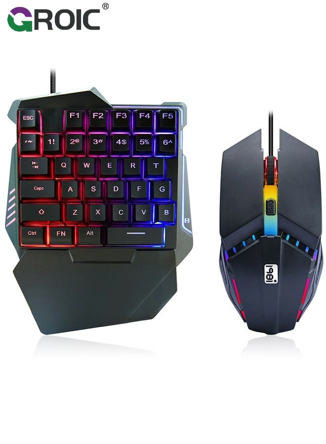 GROIC One-Handed RGB Gaming Keyboard + 6D Gaming Mouse