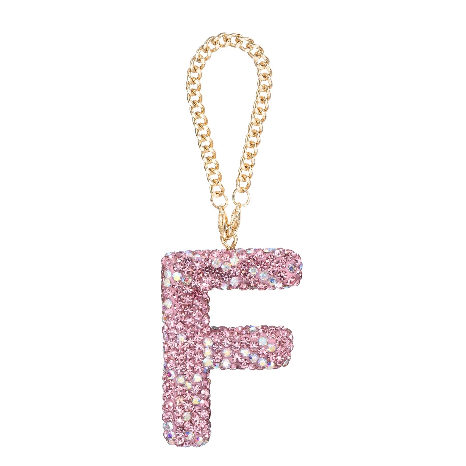 SourcingMap Bling Car Letter Charm - Letter F Pink