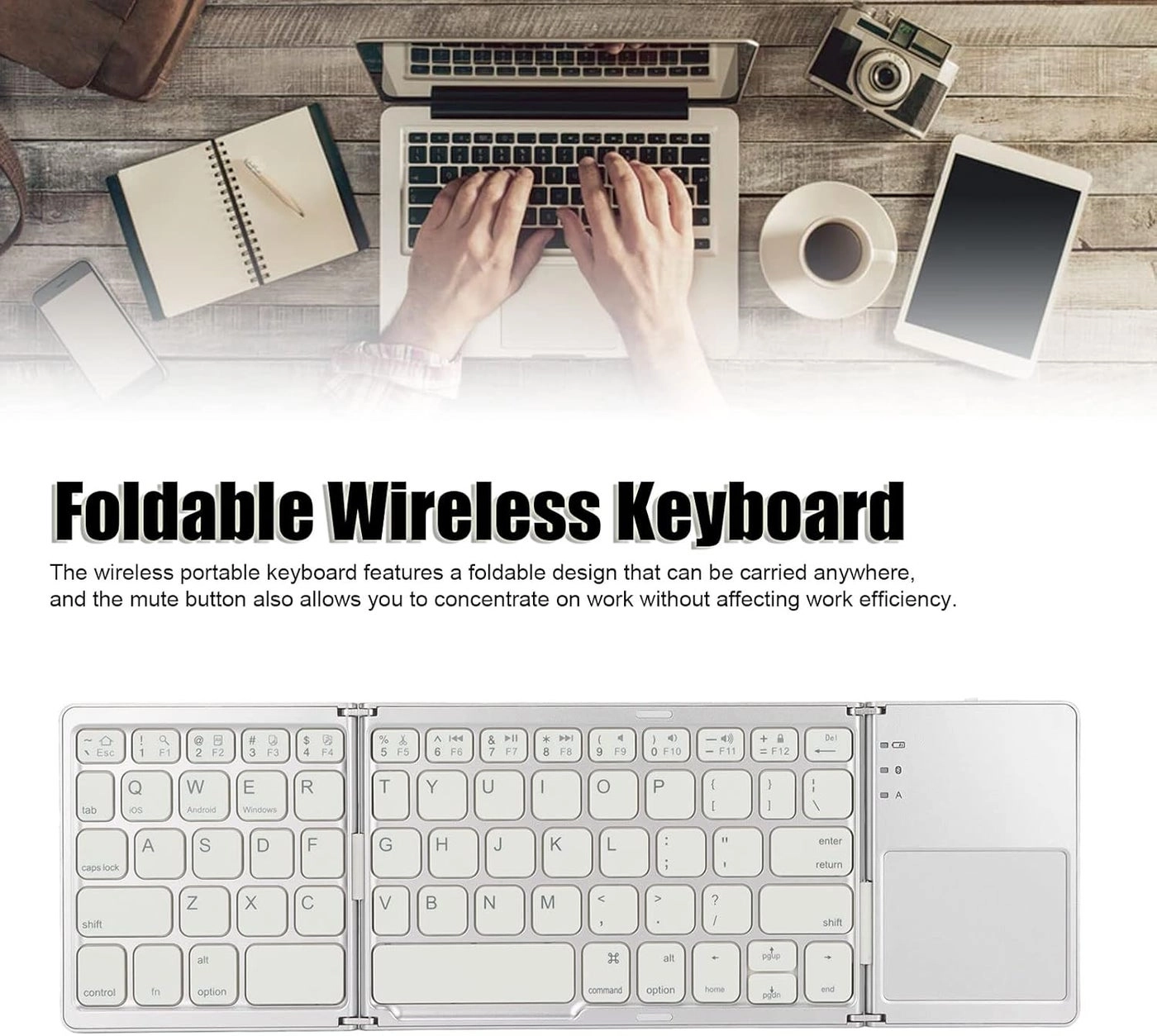 Foldable Bluetooth Keyboard for iOS for Android for Windows