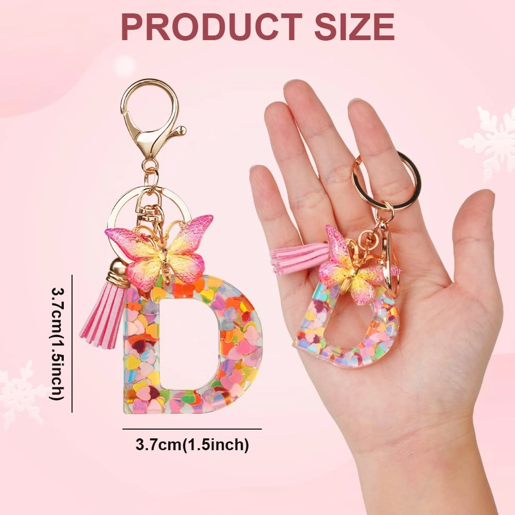 Initial Letter Keychain - Butterfly