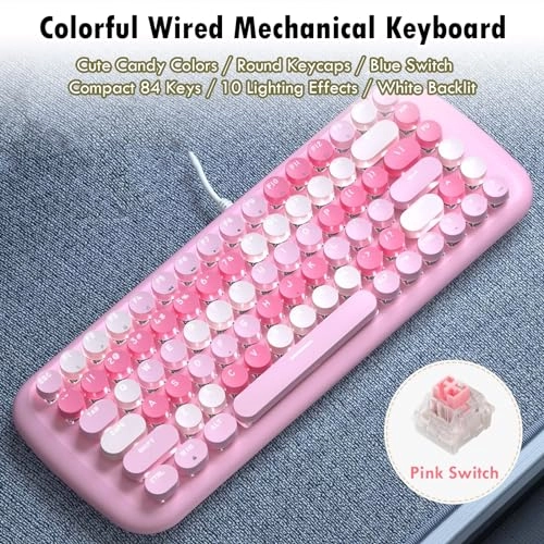 Cute Colorful Wired Mechanical Keyboard - Wired