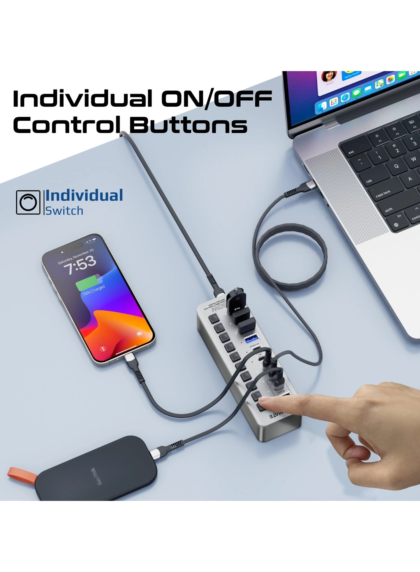 GegaTower-60W - 14-In-1 USB-C Tower Hub