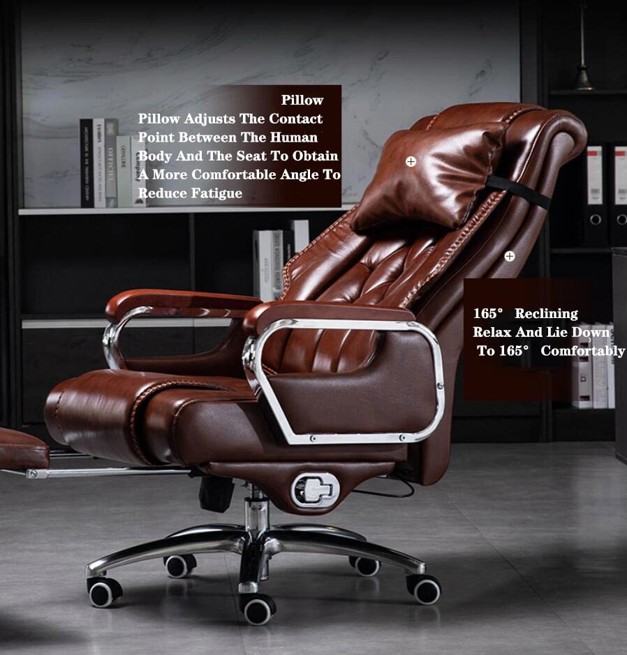 Desk Chair - PU Leather Brown High Back