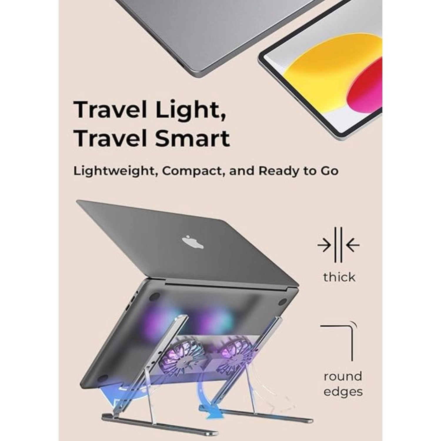 Foldable Laptop Stand - With Fan Grey
