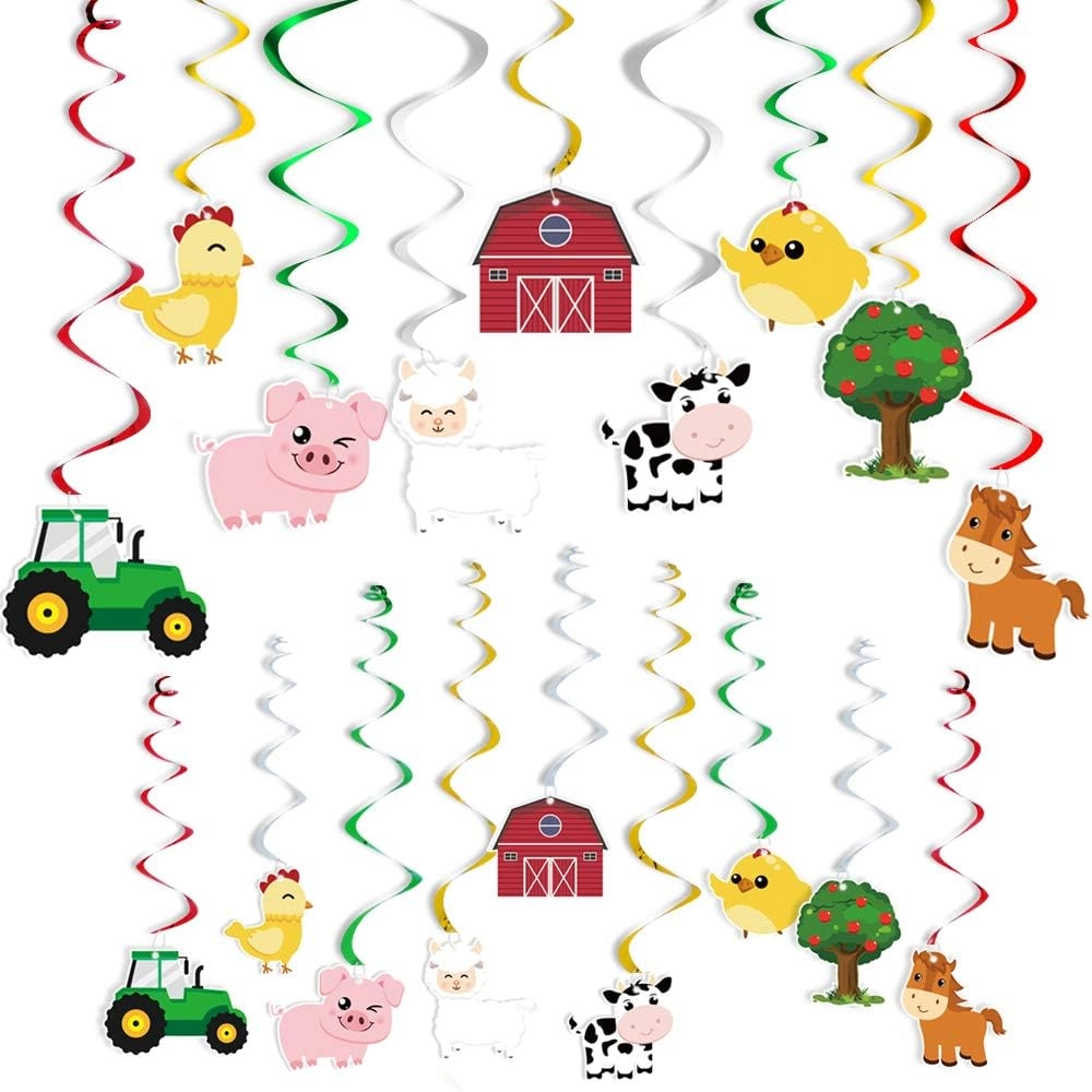 Wernnsai Farm Animals Hanging Party Decorations - 18 pieces Birthday