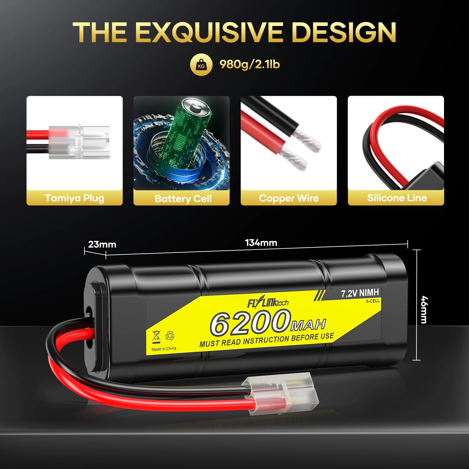 RC Battery - 7.2V 6200mAh NiMH Pack