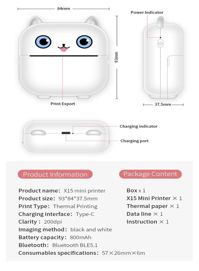 Mini Portable Bluetooth Thermal Label Printer - Thermal Inkless