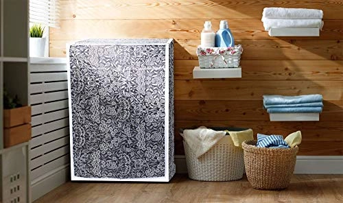Top Load Washing Machine Cover - 6kg-7.5kg Black Flower