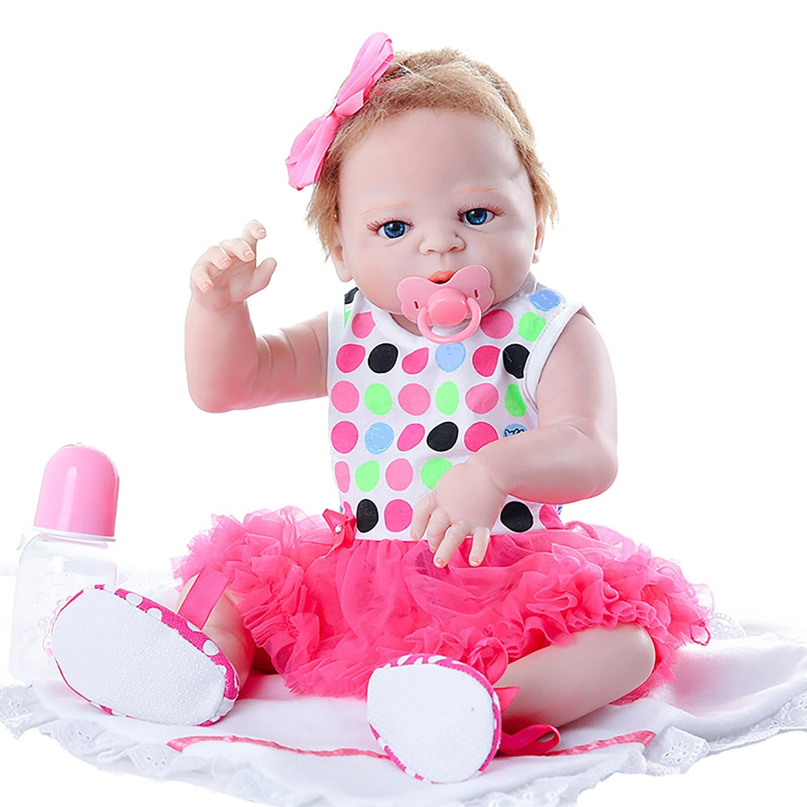 F&FSH Reborn Baby Doll - 22 Inch Soft Vinyl Blonde Blue Eyes