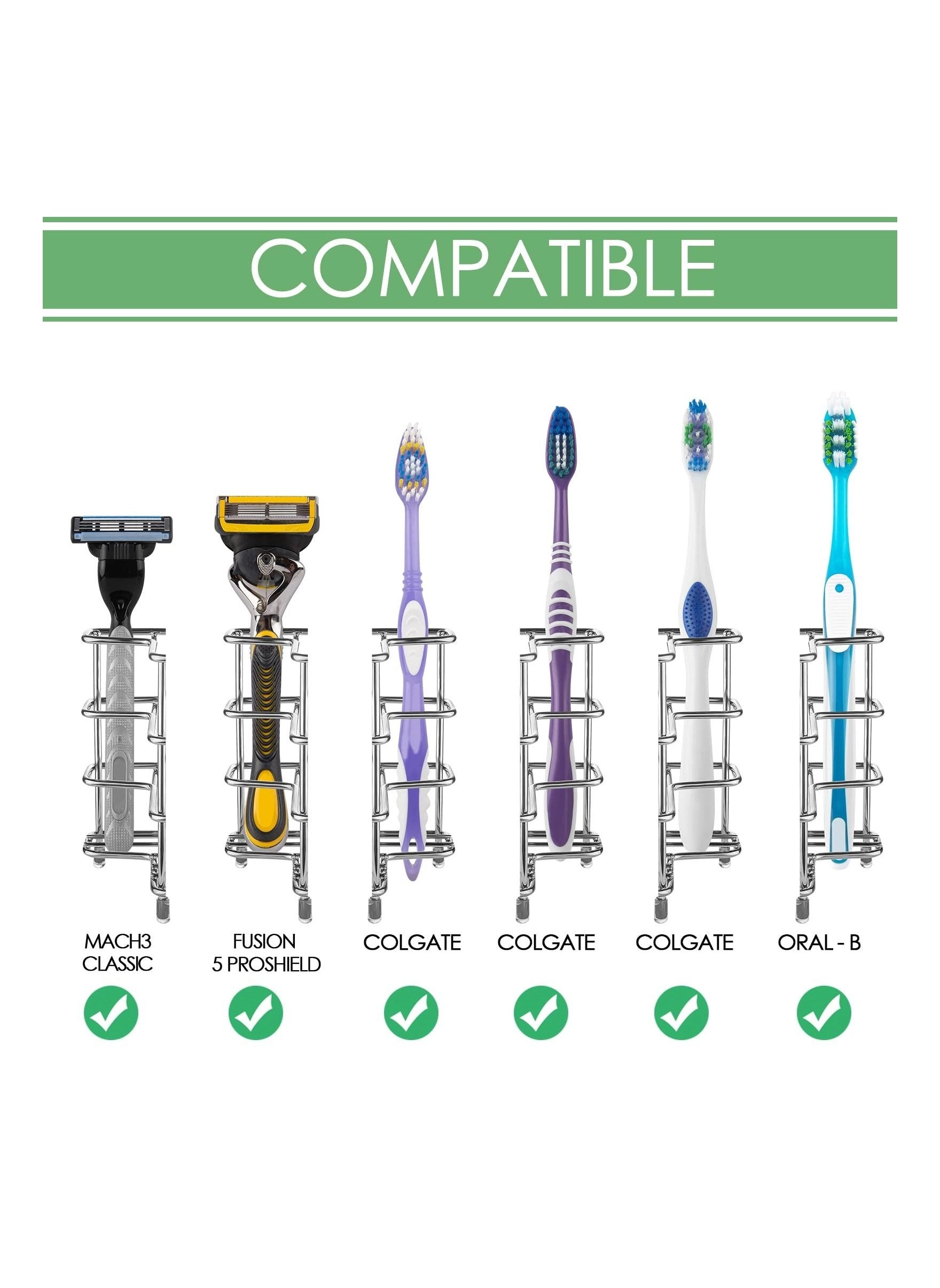 Wall Mount Toothbrush Holder - 3 Slots Wallmount / Countertop