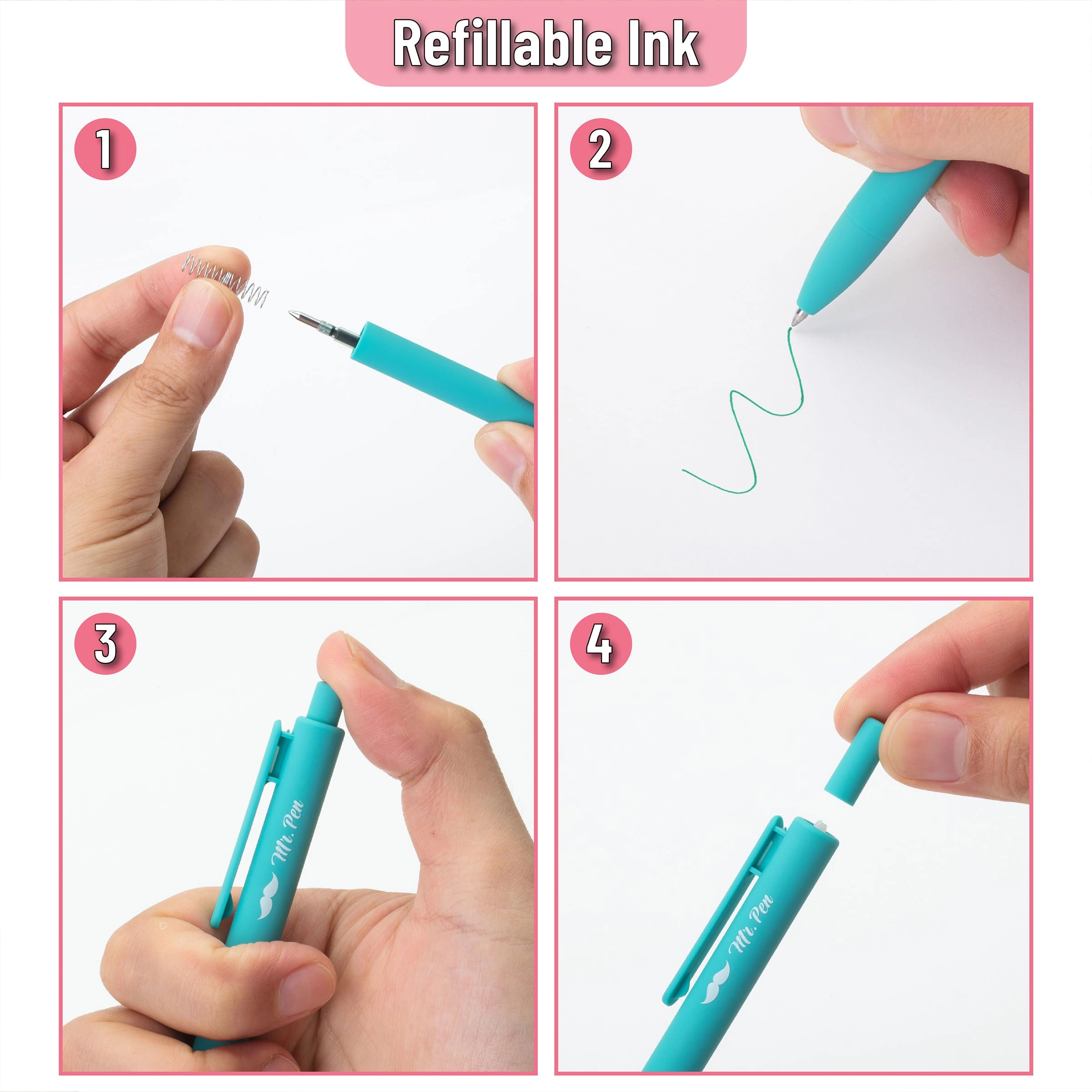 Retractable Gel Pens - 12 Pack 0.7mm