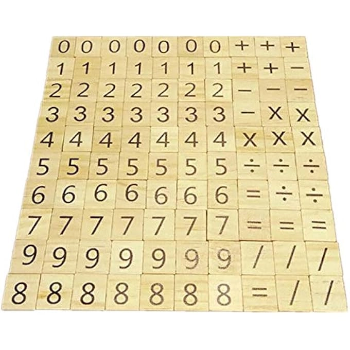 Scrabble Tiles - 100pcs Wood Numbers and Symbols