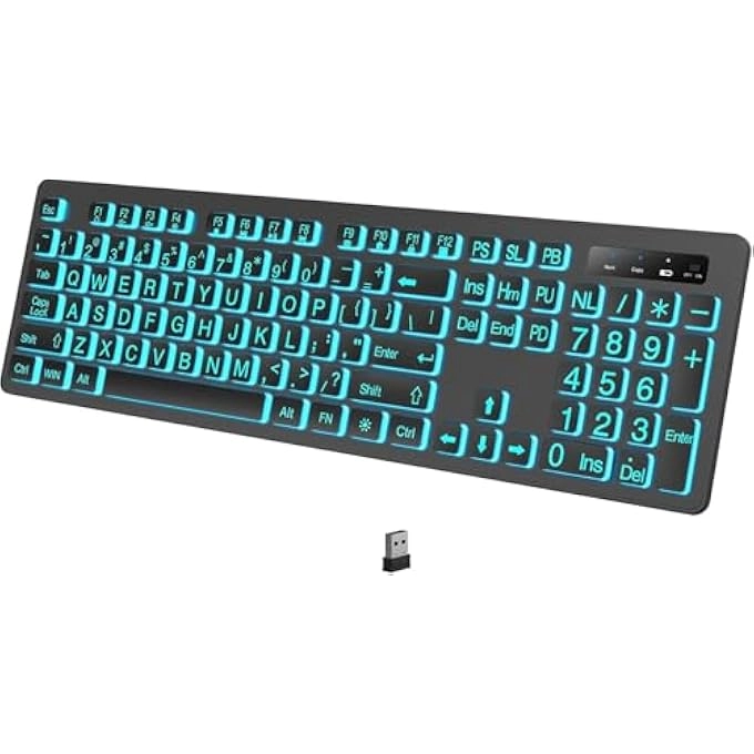 Large Print Backlit Wireles Keyboard - Wireless