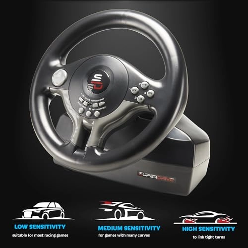 Superdrive SV250 Racing Wheel & Pedals - Nintendo Switch 2/Switch/PS4/Xbox Series X/S/Xbox One/PC with pedals and gearshift paddles