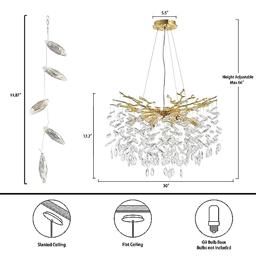 Modern Crystal Chandelier - 3000 Kelvin Dimmable