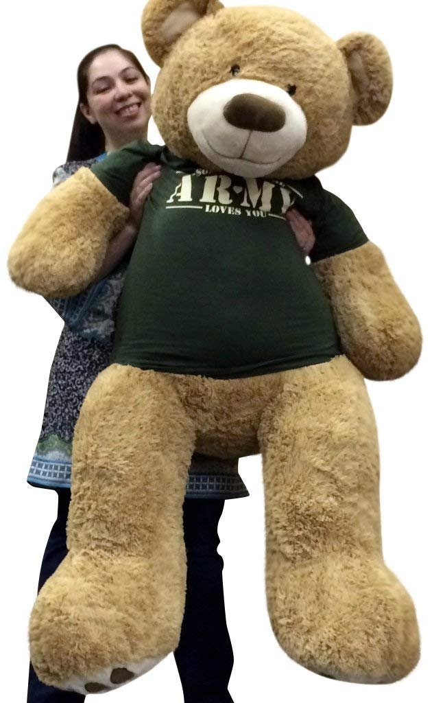 big plush Army Bear Teddy Bear - Jumbo Brown