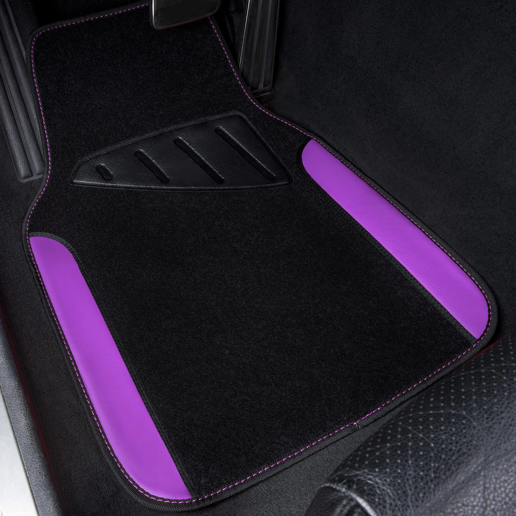 Universal Fit Car Floor Mats - Set of 4pcs Black and Burgundy