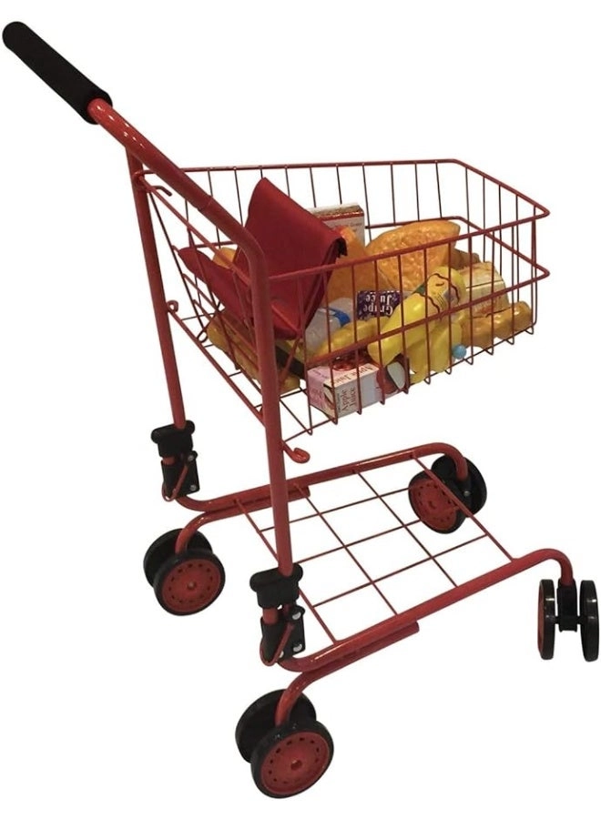 Toy Shopping Cart - Includes Food Folds for Easy Storage Red