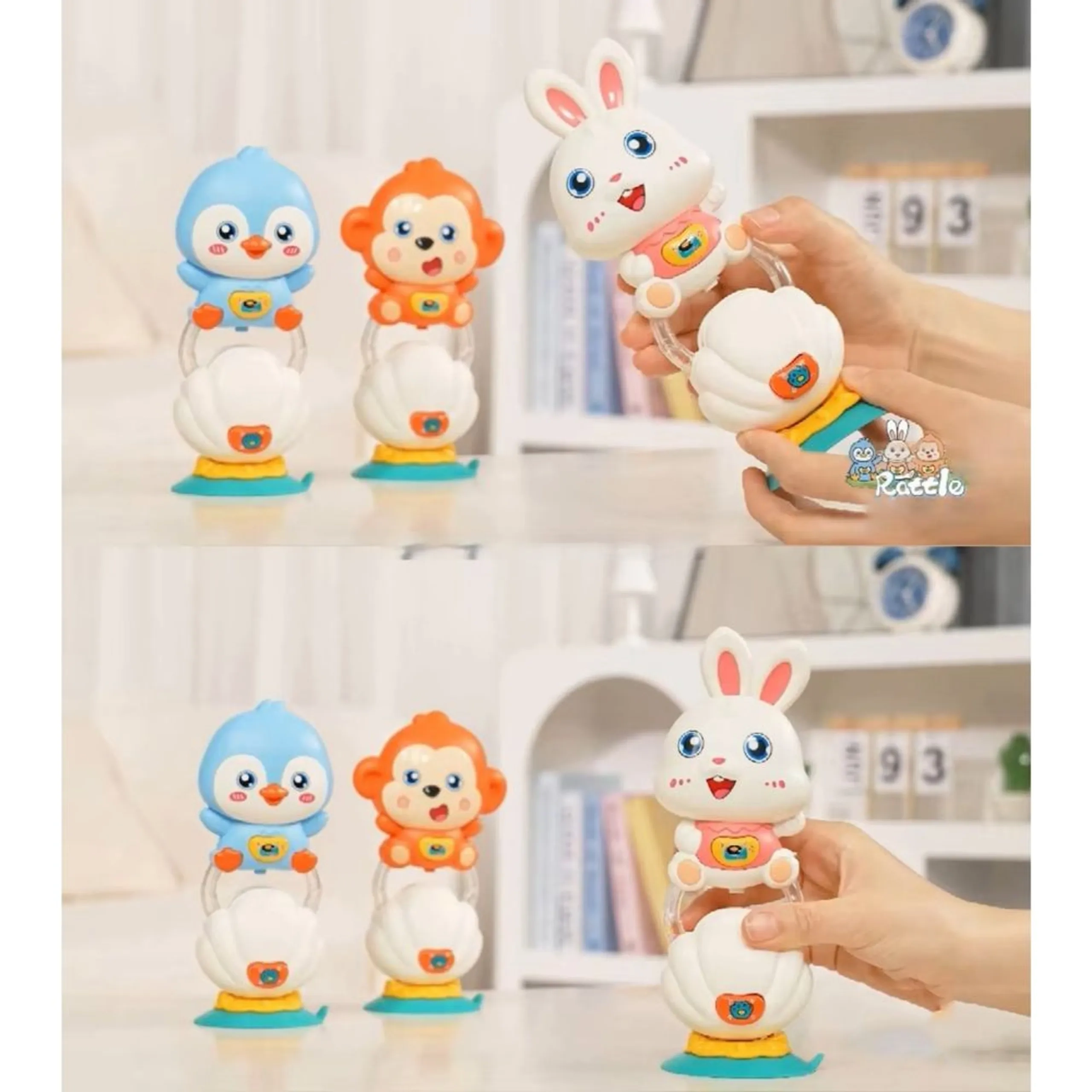 Stuffed Animal Rattle Bar Toy - 3 months Soft plush Rabbit