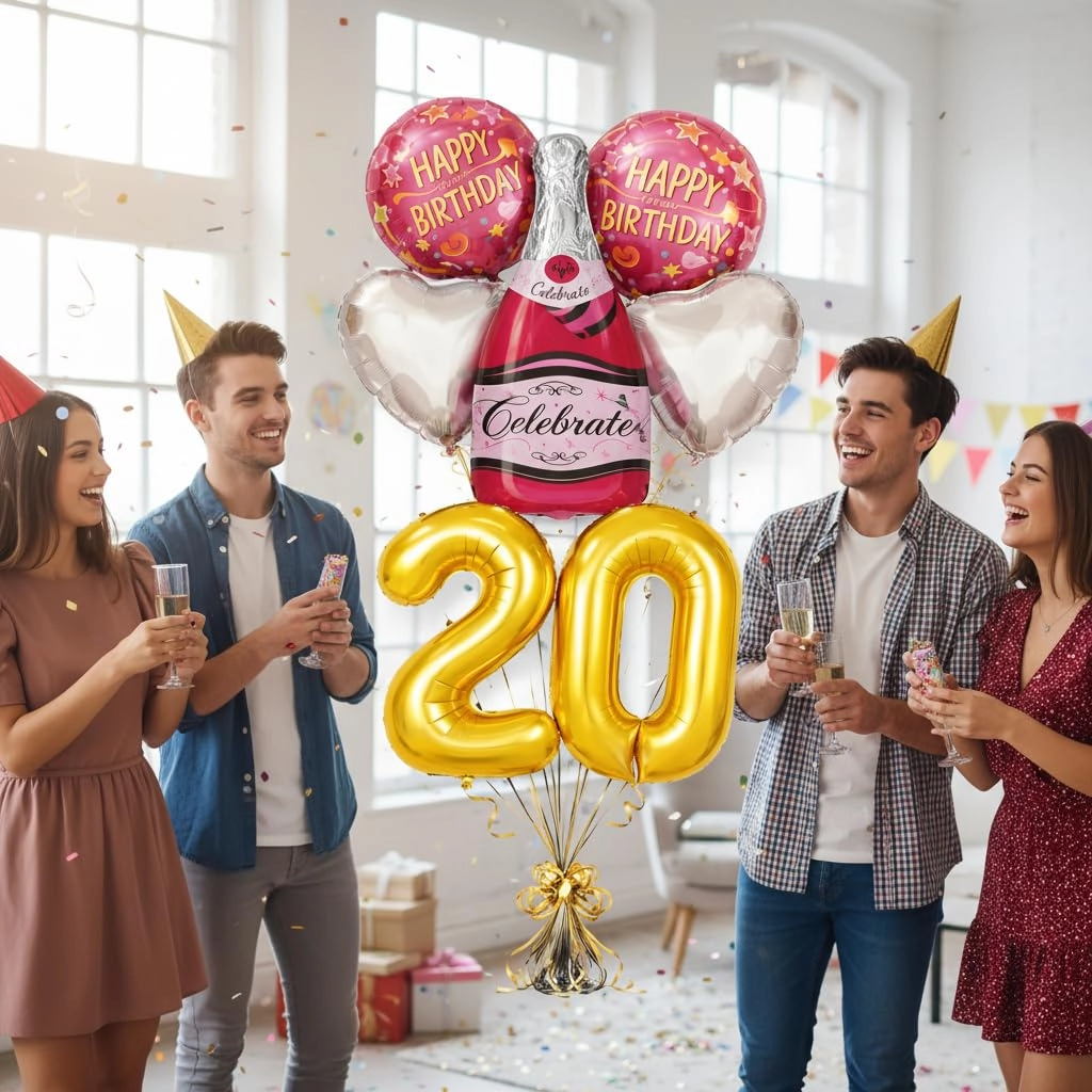 Infinity Saar Retail LLP Number 20 Birthday Balloons Set - 6 Count