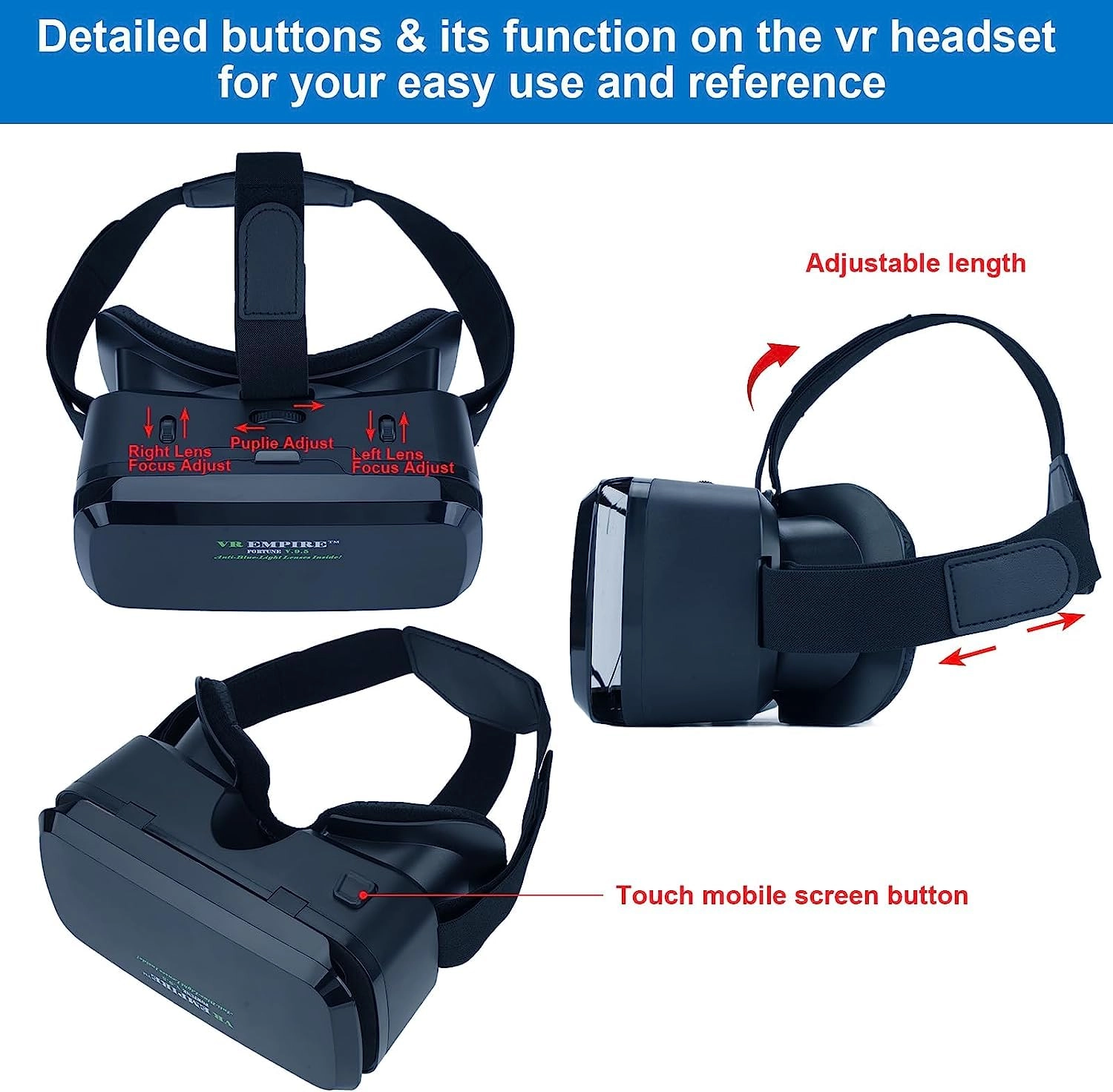 VR Headset - 4.7 to 7.3" Screen Compatible 120 degree FOV