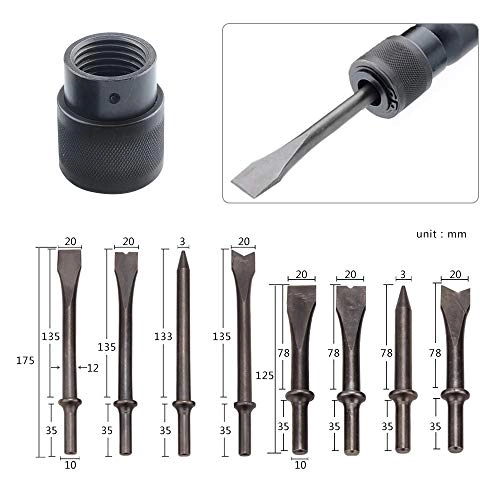 Air Hammer Chisel Set - Pneumatic 9 Chisels