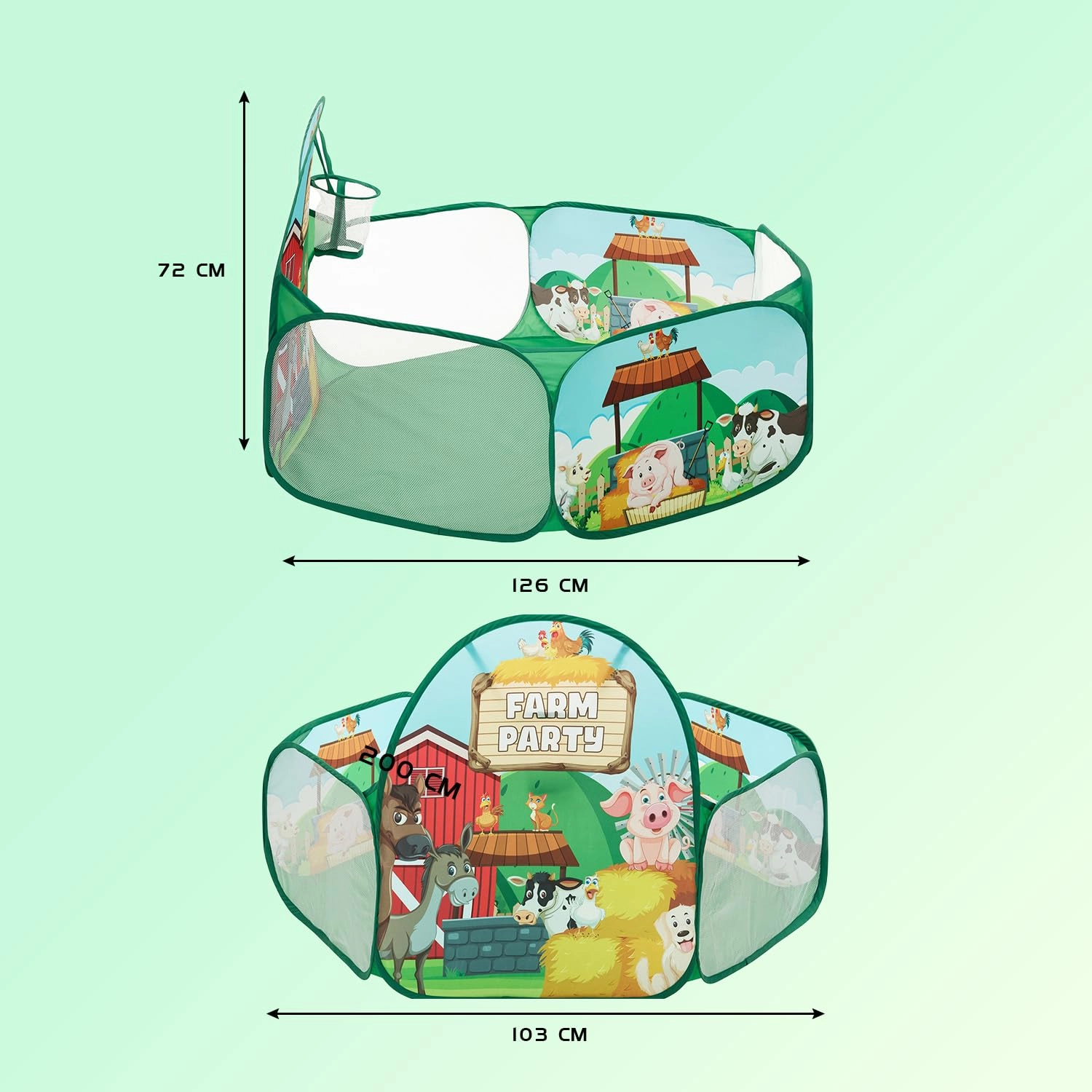 Ball Pool Play Tent - Farm Animals 30 Balls Multicolour