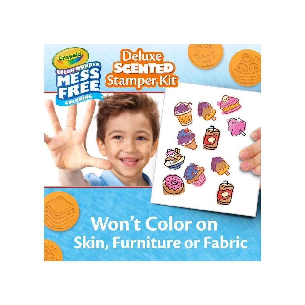 Color Wonder Deluxe Stamper Kit - 50 pieces 10 Art Stamps 8 Scented Markers 2 Scented Ink Pads 1 Stamp Holder