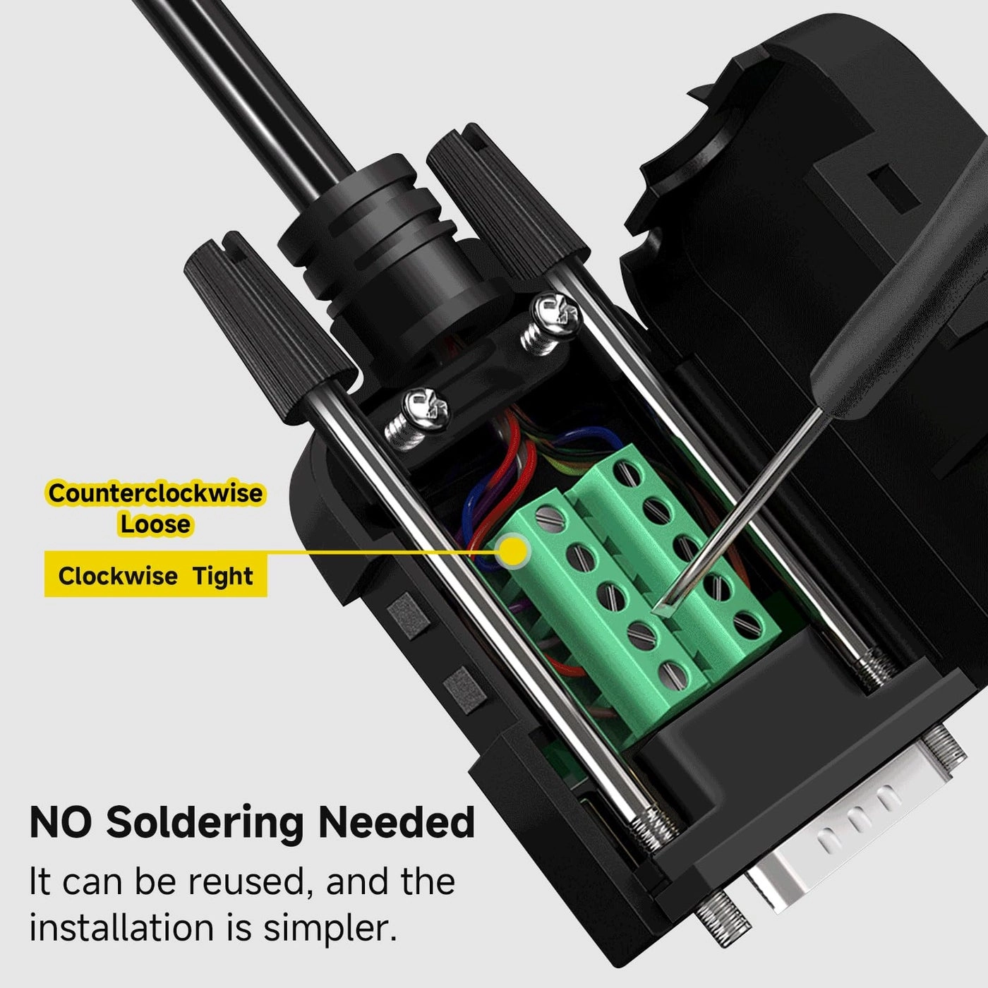 DB9 Breakout Connector - 9 pin RS232 Solderless